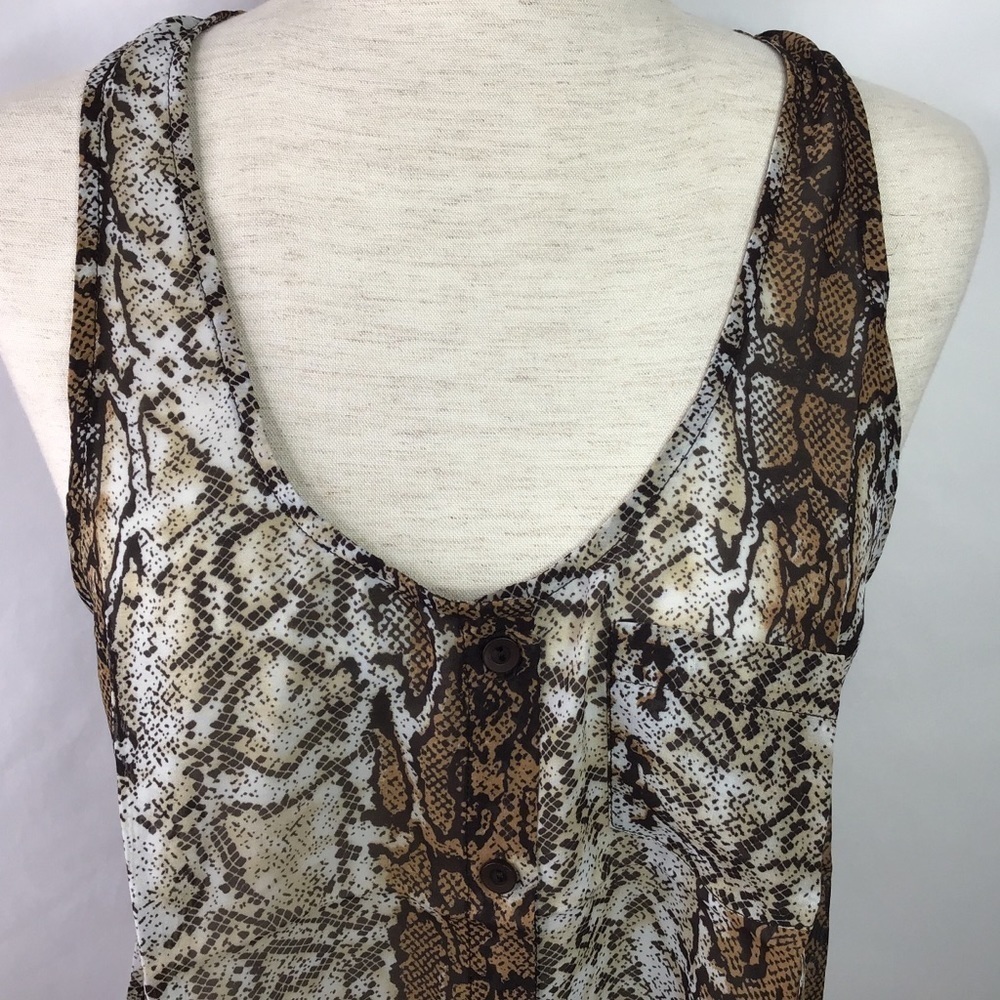 Nwot Timing Tank Top Size Small Crop Snakeskin Animal Print Black Brown - Picture 2 of 10